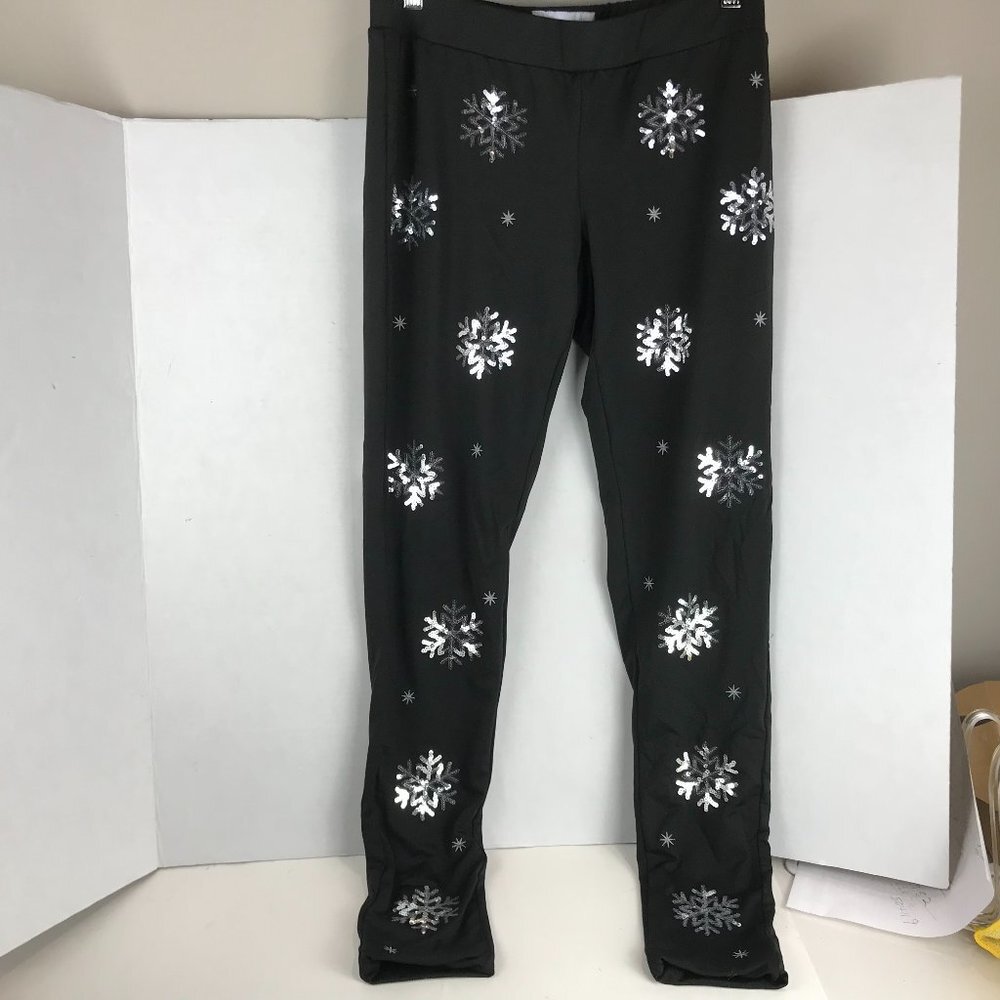 Womens Tipsy Elves Holiday Sequined black pants Size M